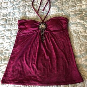 Halter top with beaded decoration